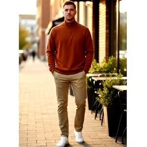 Agave Designer Mens Rust Brown 1/4 Zip Thermal Top - Size XXL